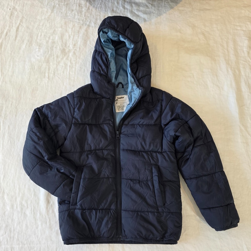 Lupilu Hooded Puffer Jacket Coat Boys 6-8 Navy Blue Water Repellent Warmth NWOT‎